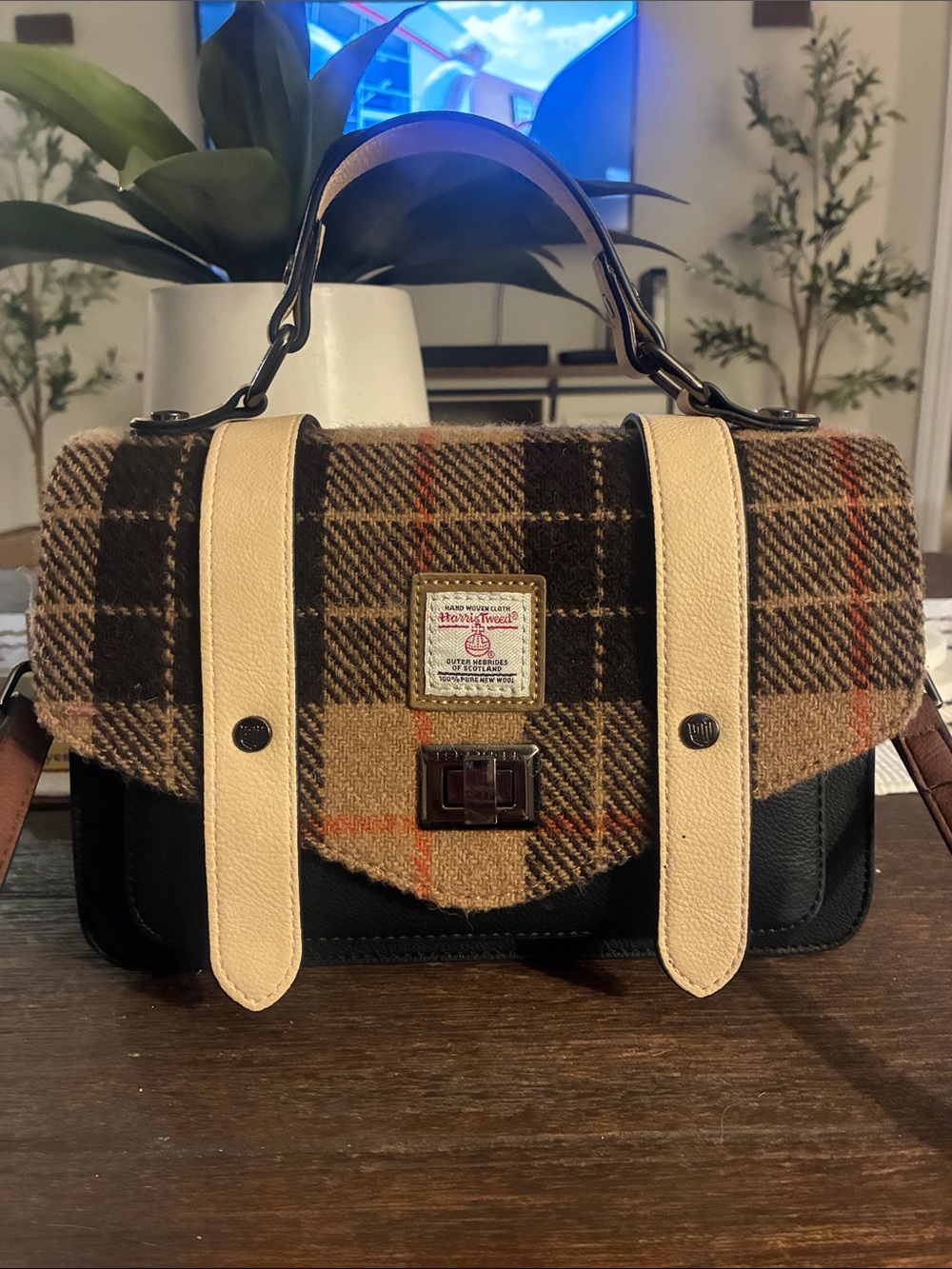 Custom Harris Tweed Islander Bag with Cross-Body Straps